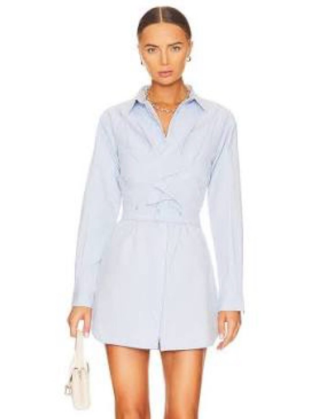 SOVERE Dixie Wrap Shirt Dress in Blue